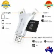 4 in1 USB i-Flash Drive Micro SD TF Card Reader for iPad iPhone Android PC OD AU
