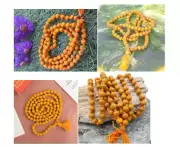 100% Authentic Tulsi Mala Haldi Japa Mala 108 +1 Beads Prayer Beads Hindu Diwali