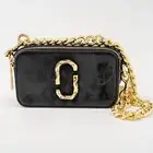 Marc Jacobs Snapshot Bag Patent Leather Shoulder Specchio Black Gold