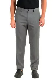 Hugo Boss Men's "Helo192" Gray 100% Wool Flat Front Dress Pants