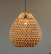 Pineapple Style Lampshade Handcrafted with Palm Leaves, Pendant Light
