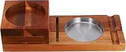 HOMOCONO Ashtray Cigarett Holder Ash Tray Outdoors Wooden Whisky Holder Wooden Glass Trays Ash Trays Men Outdoor Wooden Tray Whiskey Glass Tray and Rack Brown