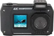 4K Waterproof Camera 32.8FT Underwater Camera, 48MP Autofocus Selfie Dual Screens Underwater Camera 16X Digital Zoom Anti Shake 2500mAh for Outdoor Sports (Black)