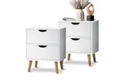 Oikiture Bedside Tables Set of 2 White