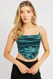 Green Satin Cowl Cami Top - Size 16XL, Women's Cami