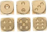 Kisangel 6pcs Solid Brass Game Dice Props Dices for Tabletop Games Bar Restaurant Present for Friends Deformation Resistant