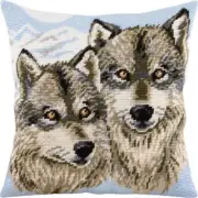 Tapestry Pillow Cover DIY kit "Wolves" Needlepoint kit Printed canvas