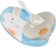 KICHOUSE Cartoon Rabbit Pattern Ceramic Dishware Bowl and Plate Set Boys and Girls Plate and Bowl Dishware Set