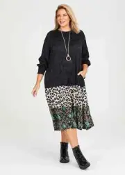 Taking Shape Bittersweet Luxe Tiered Dress Womens Plus 24 Black Leopard New