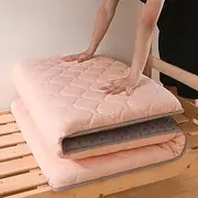 Futon Mattress, Single Foldable Japanese Floor Mattress, Quilted Bed Mattress, Sleeping Pad Foldable, Roll Up Dormitory Lounger Pillow Bed(Pink,150x200cm(59 * 79in))