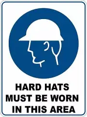 Hard Hats must be worn - Mandatory Safety Sign Plaquard Sticker Decal OHS WHS