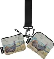 [XYMZR] Mini Zip Around Wristlet keychain Wallet Watercolor Turkey Hill for Women Personalized Pattern Detachable Dual Pouch Wristlet Portable Wallet Phone Coin Purse, Multi-colored, One Size