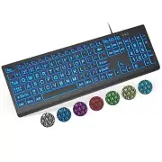 SABLUTE Large Print Backlit Keyboard, Wired USB Lighted Computer Keyboards wi...