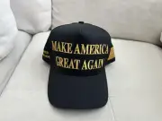 Donald Trump Rare MAGA hat Black Gold Cali-Fame Authentic Cap Never Surrender
