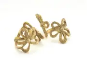 Flower Adjustable Ring Raw Brass (19mm 9US inner size) 962