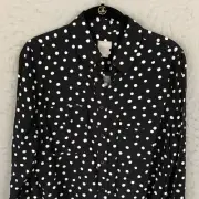 Chicos 1 Top Womens Medium Black White Polkadot Modal Soft Stretch Casual NEW