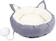 Beautiful Cat Cushion Cotton Plush Warm Medium Dog Bed Bite Resistant Non Slip Round Dog Cushion Machine Washable for Small Medium Large Dogs Gray,M (Color : Gray, Size : XL)