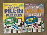 Lot of 2 Penny Press Classic Fill-Ins Puzzle Books Easy-Hard 114/Book N50