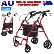 Rollator Walker 6 Wheel with Seat Lightweight for Seniors Walking Rolling Red
