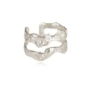 Culturesse Hendrix Sterling Silver Adjustable Open Ring White Rhodium Plating