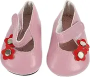 Toyvian 1 Pair Doll PU Leather Shoes Miniature Doll Accessories with Floral Design for Imaginative Play and Home Decor