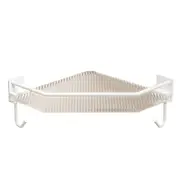 Corner Shower Caddy Bathroom Shower Organizer Acrylic Shower Shelf No Drilling Large Capacity for Bathroom Dorm Kitchen Triangle White Single Layer with Hook