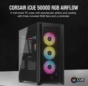 Corsair iCUE 5000D RGB High Airflow, 3x AF120 RGB Elite Fan, Lighting Node Pro Controller, Tempered Glass Mid-Tower, White Gaming Case