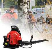 Backpack Leaf Blower, 665 CFM Leaf Blower, Gas Blower, Electric Gas Leaf Blower for Lawn Care, 1.7L Fuel Tank Leaf Blower 2-Stroke Engine 63CC High Strength Snow Blower for Yard Snow Debris (Red)