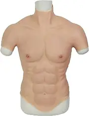 Fake Male Chest Arm Silicone Muscle Half Body High Collar for Christmas Hollaween Props Cosplay Makeup Masquerade Costume,Natural-L