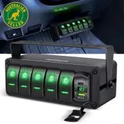 5 Gang Rocker Switch Box 12V SPST on off Toggle Switches PD Type C and QC 3.0 US