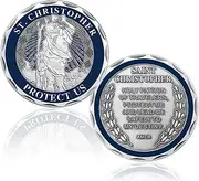Yuchew St Christopher Coin Religious Challenge Coin Saint Christopher Medal Bless Safety Commemorative Gift for Parent, Family, Friend
