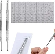 GEEHUA 2pcs Nail Cuticle Pusher, Dual Ended Gel Polish Cuticle Remover Tool with 120pcs 100 Grit Sandpapers Sheets Nail Care Nail Prep for Pre-treatment Nail Pushers Manicure Treatment Tool