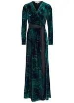 Diane Von Furstenberg Jareth Printed Velvet Maxi Wrap Dress - Dark Green - 12 (UK 16 / XL) 12 (UK 16 / XL)