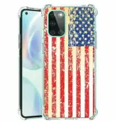 (Vintage USA Flag)ShockProof TPU phone case cover(Clear)for Oneplus Nord N10 5G