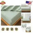 Deep Pocket Queen Fitted Bed Sheet in Soft Washed Cotton – Sage Green Elegance