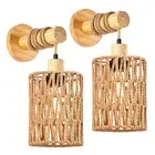 Rattan Rope Bedhead Wall Lamp Cylindrical Bedroom Light for Bedroom5282