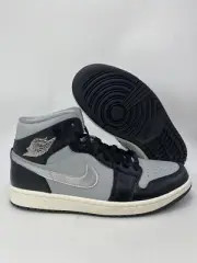 Nike Wmns Air Jordan 1 Mid SE Black Mtlc Silver Shoes (FB9892 002) Wmns Sz 7.5