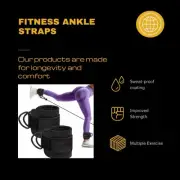 Fitness PAIR of Ankle Straps for Cable Machine, Padded Double D-Rings Cable