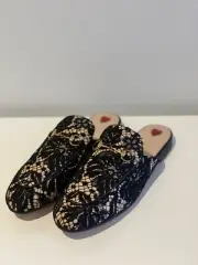 Rare Gucci Princetown Mule Slippers in Leather and Lace