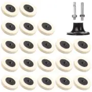 20Pcs 50mm Roloc Wool Felt Disc Roll Lock Polishing Buffing Pad with 1/4" Holder
