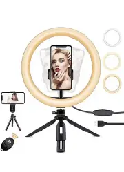 LED Ring Light,10" Selfie Ring Light with Tripod Stand and Smart Phone Holder