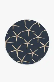 185' Round | Machine Washable Runner Rug | Kid & Pet Friendly | Indoor Rug | Starfish Navy Flatwoven Rug | Ruggable