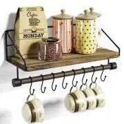 Floating Shelves Wood Shelves for Wall Rustic Wood Kitchen Shelf with Towel B...