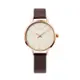 【Calvin Klein 凱文克萊】EVEN系列 木質米白面 玫瑰金殼 深咖啡色錶帶 CK錶(K7B236G6)