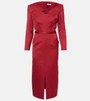 [Safiyaa] Safiyaa Asuman off-shoulder midi dress AU 14 red