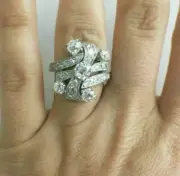 Fancy 4.40 CT White Round Shape Women's Engagement Ring In 935 Argentium Silver