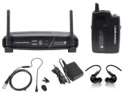 Audio Technica ATW-1101/H92 System 10 Wireless Headset Mic+Pair Mackie Monitors