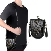 Retro Punk Ladies Shoulder Bag Leather Crossbody Handbag With Skull Designs