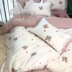 免運 歐美款可愛貓咪天絲床包組 素色床單被套枕套 IKEA床墊尺寸 專櫃品質 單人床包 雙人床包