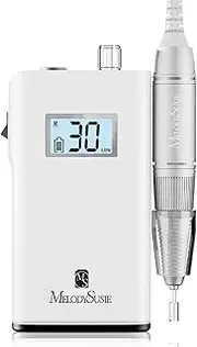 MelodySusie Professional Rechargeable 30000 rpm Nail Drill, SC320H, Portable Electric E File, Acrylic Gel Grinder Tools with 6 Bits and Sanding Bands for Manicure Pedicure, White